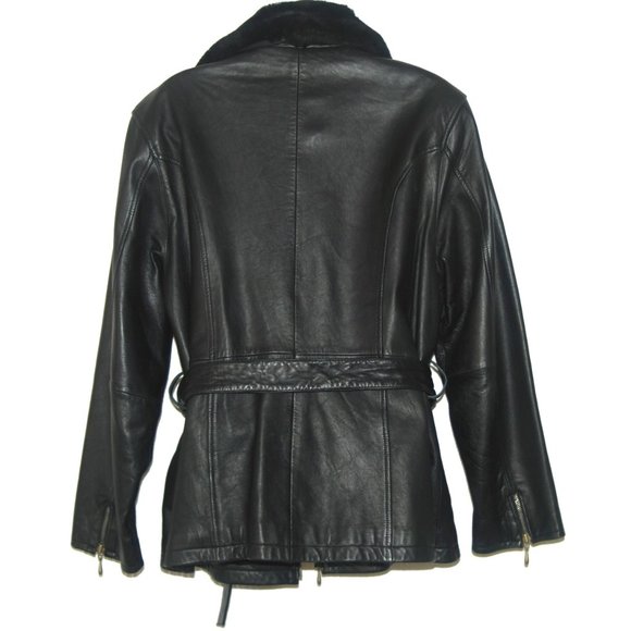 Valerie Stevens Petites Genuine Lamb Leather w/Fur Collar Jacket - Picture 7 of 7